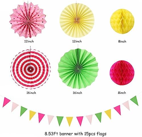 Hawaiian Pink Green-Yellow Party Decorations 20pcs