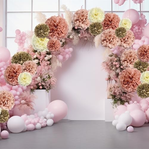 18 Pack Blush Pink Tissue Paper Pom Poms Decor Set
