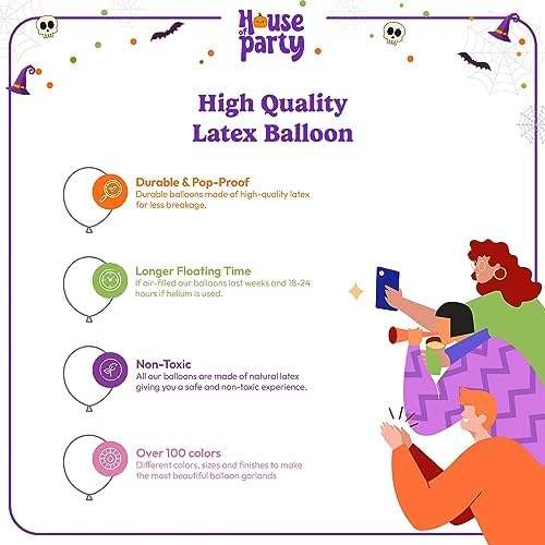 HOUSE OF PARTY 50PCS Halloween Balloons Arch Kit