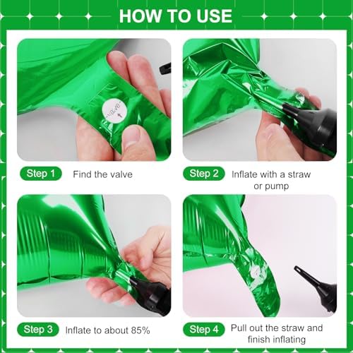 Green Square Foil Balloons 25 Pcs Double Sided Wall Decor