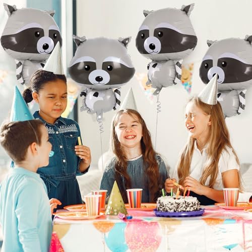 AIQINHU Raccoon Balloons 6 Pcs Foil Animal Decorations