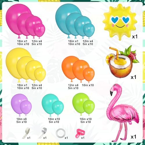 164Pcs Tropical Balloon Arch Kit for Parties
