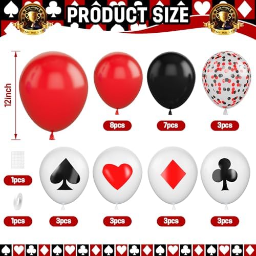 Poker Balloons 30Pcs Casino Theme Party Decorations