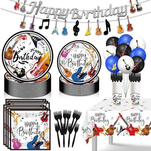 Music Themed Guitar Birthday Decorations 110pcs Set