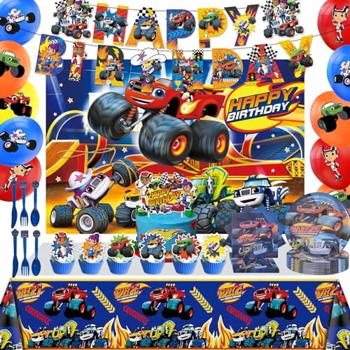 121 Pcs Monster Truck Birthday Party Supplies Set