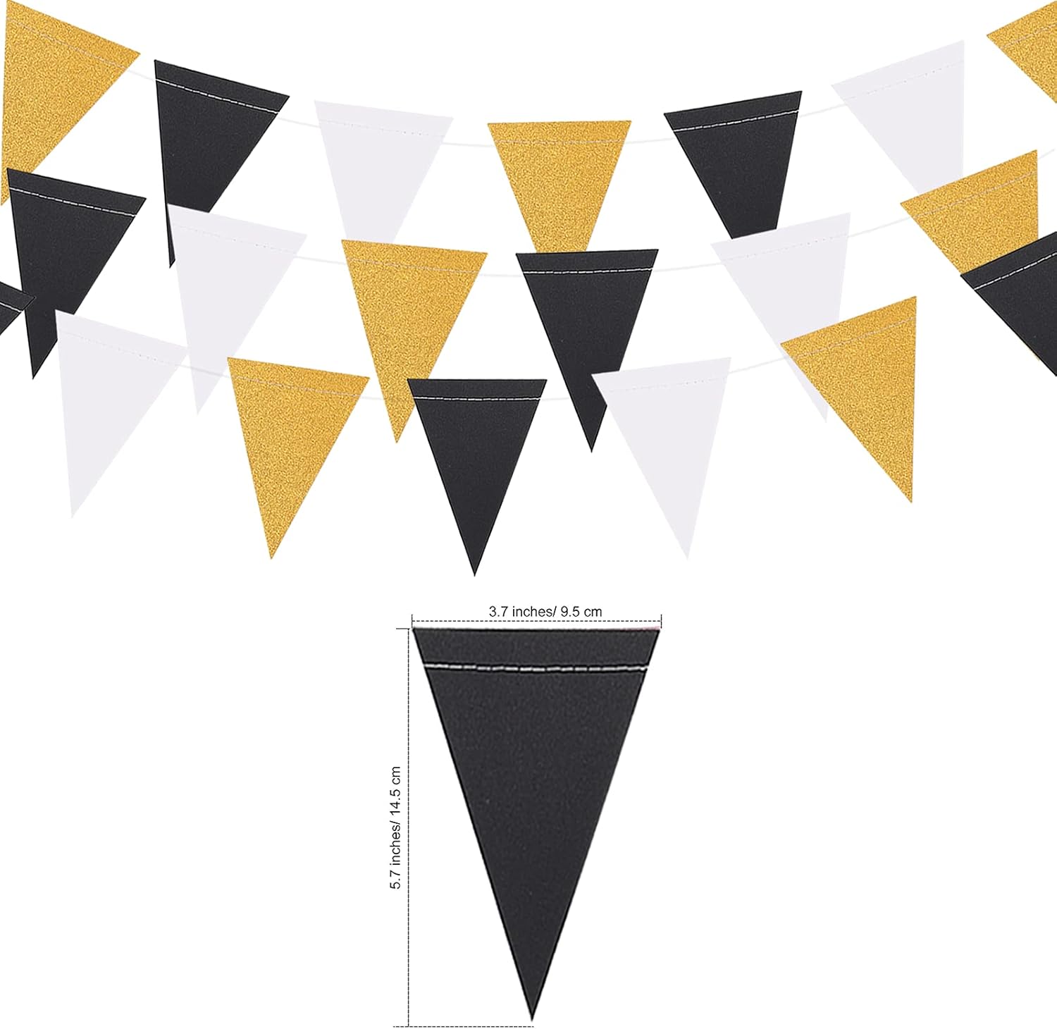 MerryNine Triangle Flag Bunting 3 Pack 30 Feet Glitter
