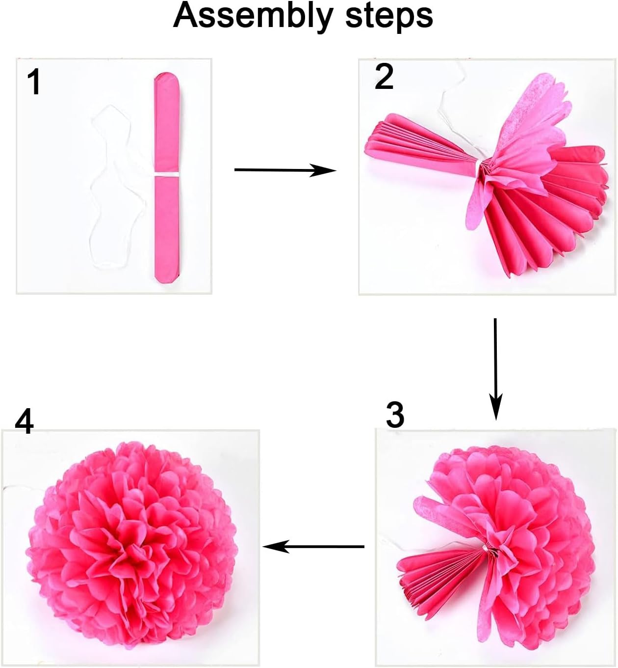 Aimto 12pcs Light Pink Paper Pom Poms Decorations