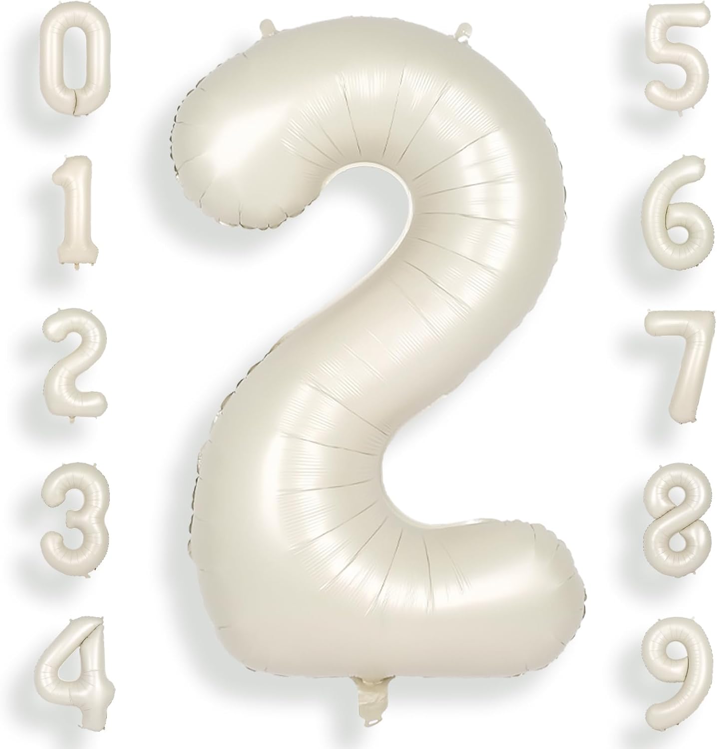 SUWEN 40 Inch Jumbo Cream White Number 2 Balloons