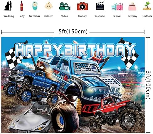 Heidaman 104Pcs Monster Truck Decorations Party Set