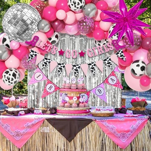 137Pcs Cowgirl Party Decor Kit with Balloons and Arch