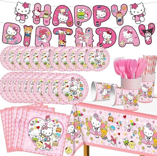 92pcs Kitty Birthday Party Tableware Set for Kids