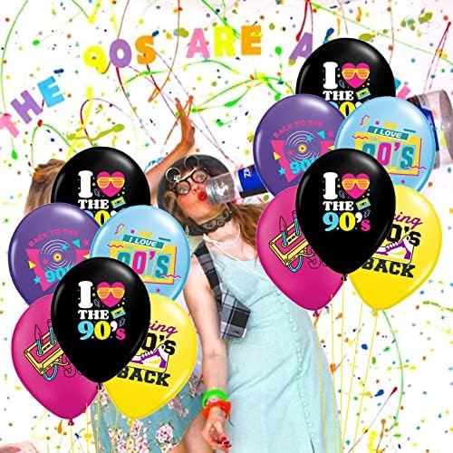 90s Party Balloons 40 Pack Retro Neon Decorations