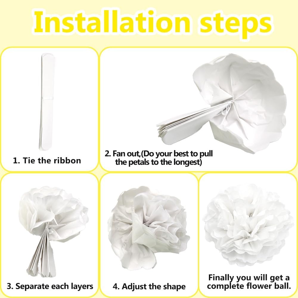 Ruidee 12 Pieces Tissue Pompoms 10in and 12in Hanging Decorations