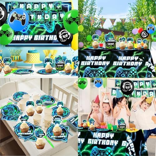 118PCS Neon Gaming Party Decorations Set