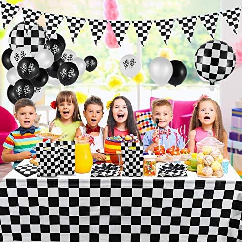 BeYumi 127 Pack Race Car Checkered Party Decor Kit