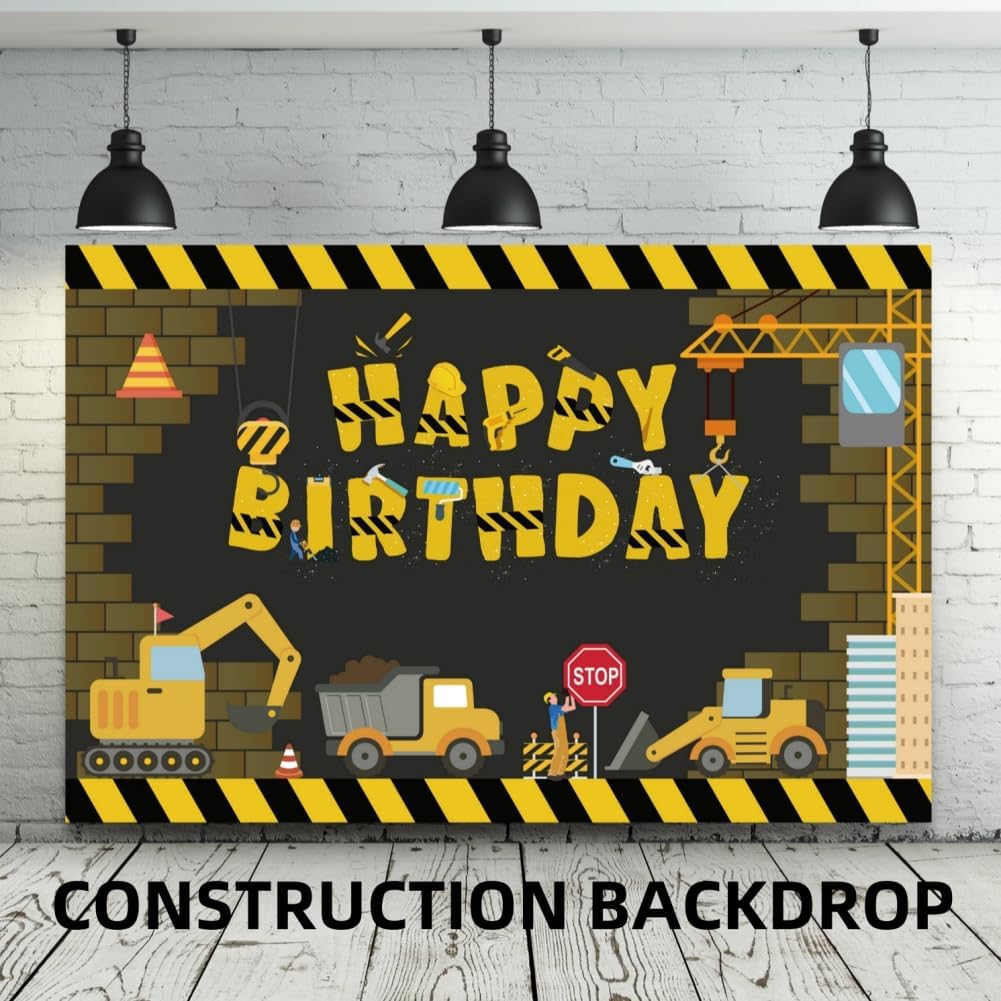 Construction Party Decor Kit Set with Balloons and Backdrop