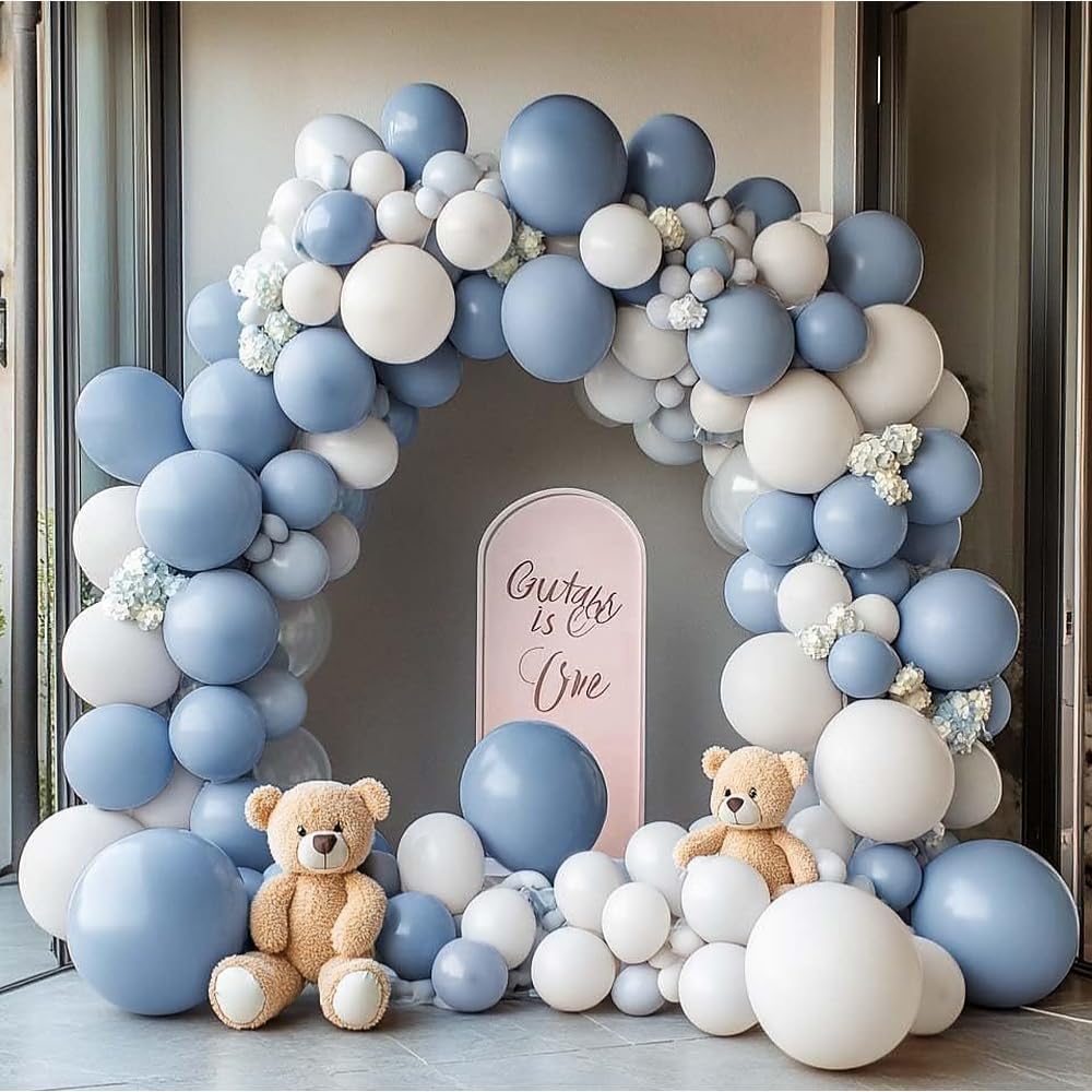 Dusty Blue Double Stuffed Balloons Set for Party Decorations