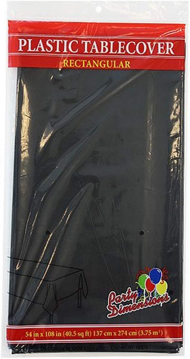 Party Dimensions Black Plastic Table Cover 54x108