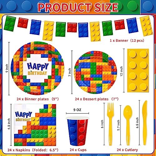 Dylives 180 Pcs Building Block Party Supplies Set