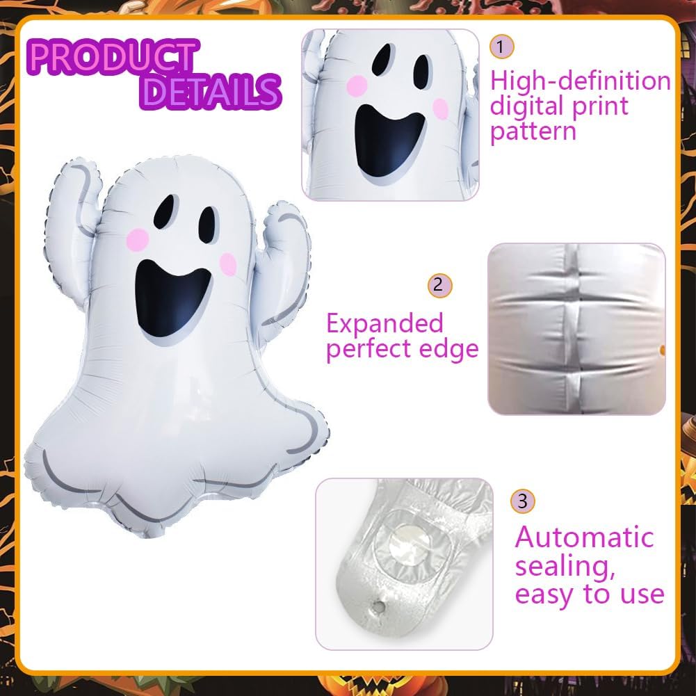 10Pcs Halloween Balloons Set - Boo Ghost Bat Spider Pumpkin Decor