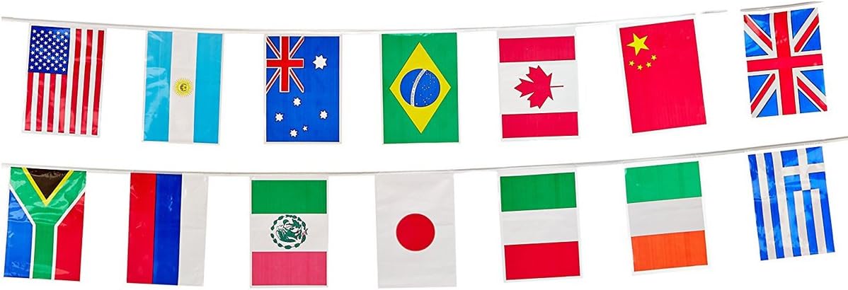 International Flags Party Decorations with Trivia