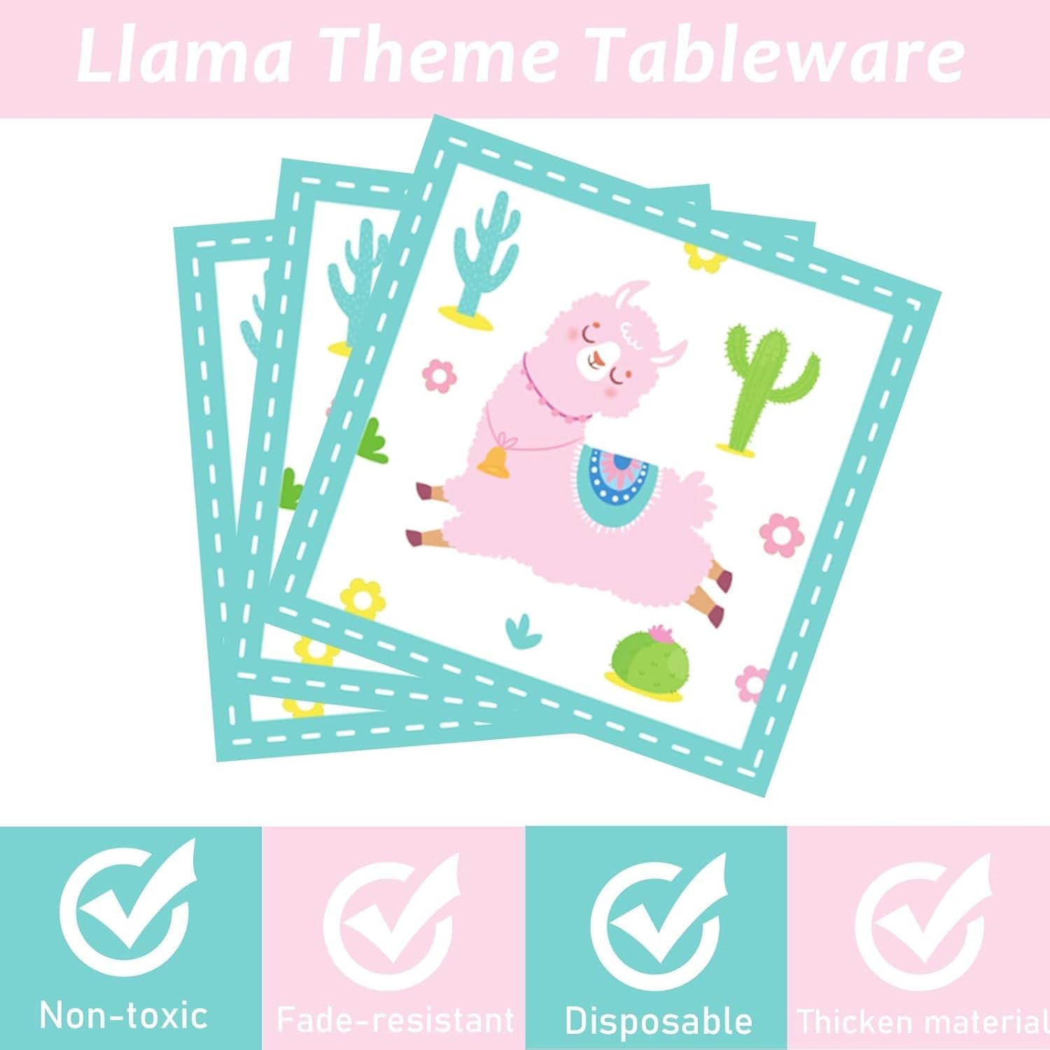 ZOIIWA Llama Birthday Party Pack for 24 Guests