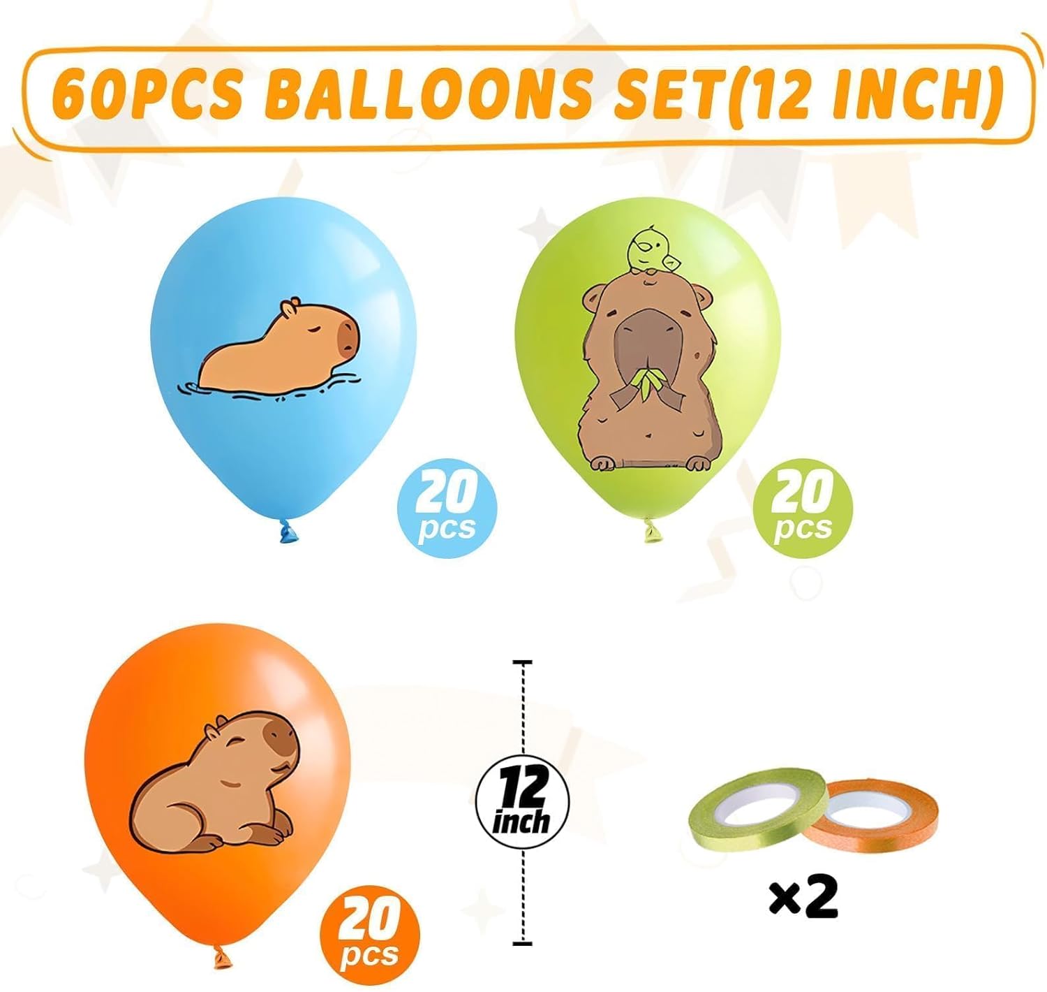 Animal Balloons 60Pcs 12 Inch Party Decorations for Kids