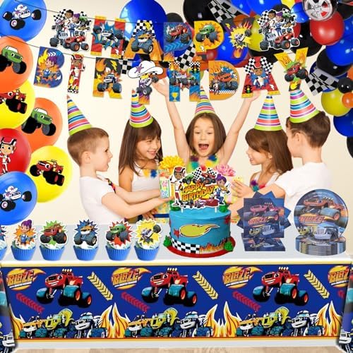 133 Pcs Monster Truck Birthday Supplies Decorations