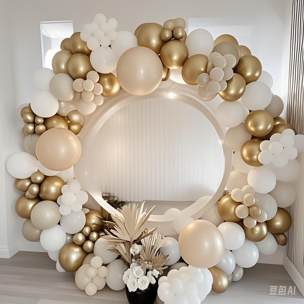 Cream Golden Balloons Garland Arch Kit for Celebrations