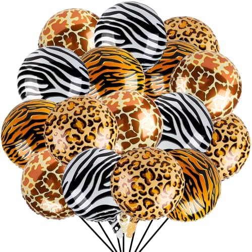 16PCS Animal Pattern Balloons - 18 Inch Foil Safari Decorations