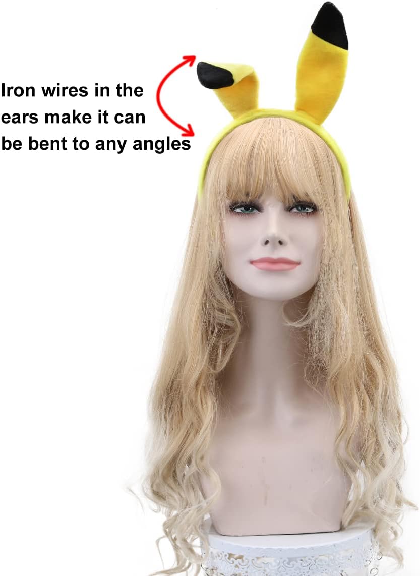 HODRME Yellow Cartoon Ears Headband for Halloween Christmas Party Cosplay Costume