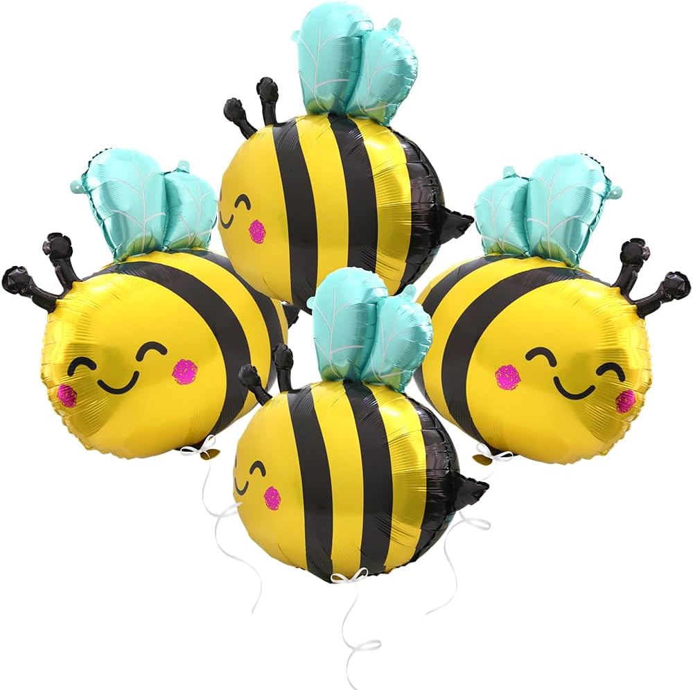 4 Pack Cute Honeybee Balloons Birthday Party Decorations