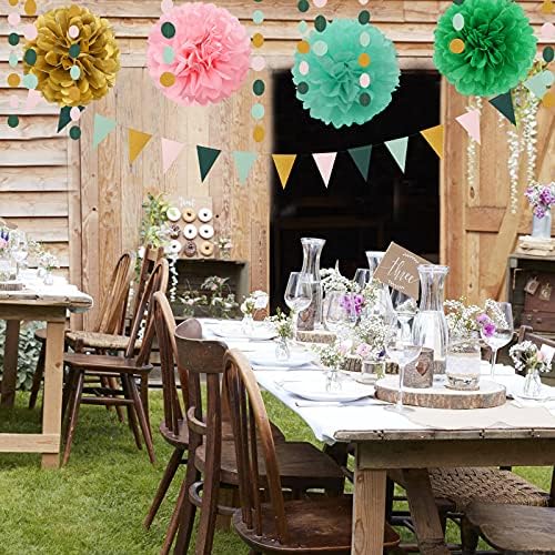 Sage Green Pink Gold Party Decor Kit 30pcs