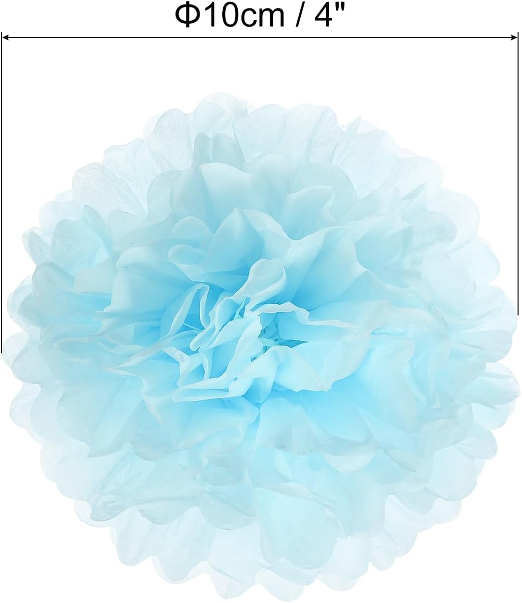PATIKIL 4 Inch Light Blue Tissue Pom Poms 10 Pack