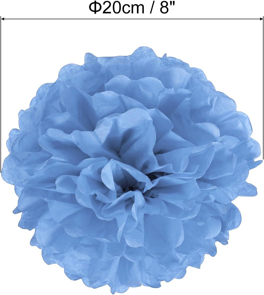 PATIKIL 8 Inch Lake Blue Tissue Pom Poms Flowers 10 Pack
