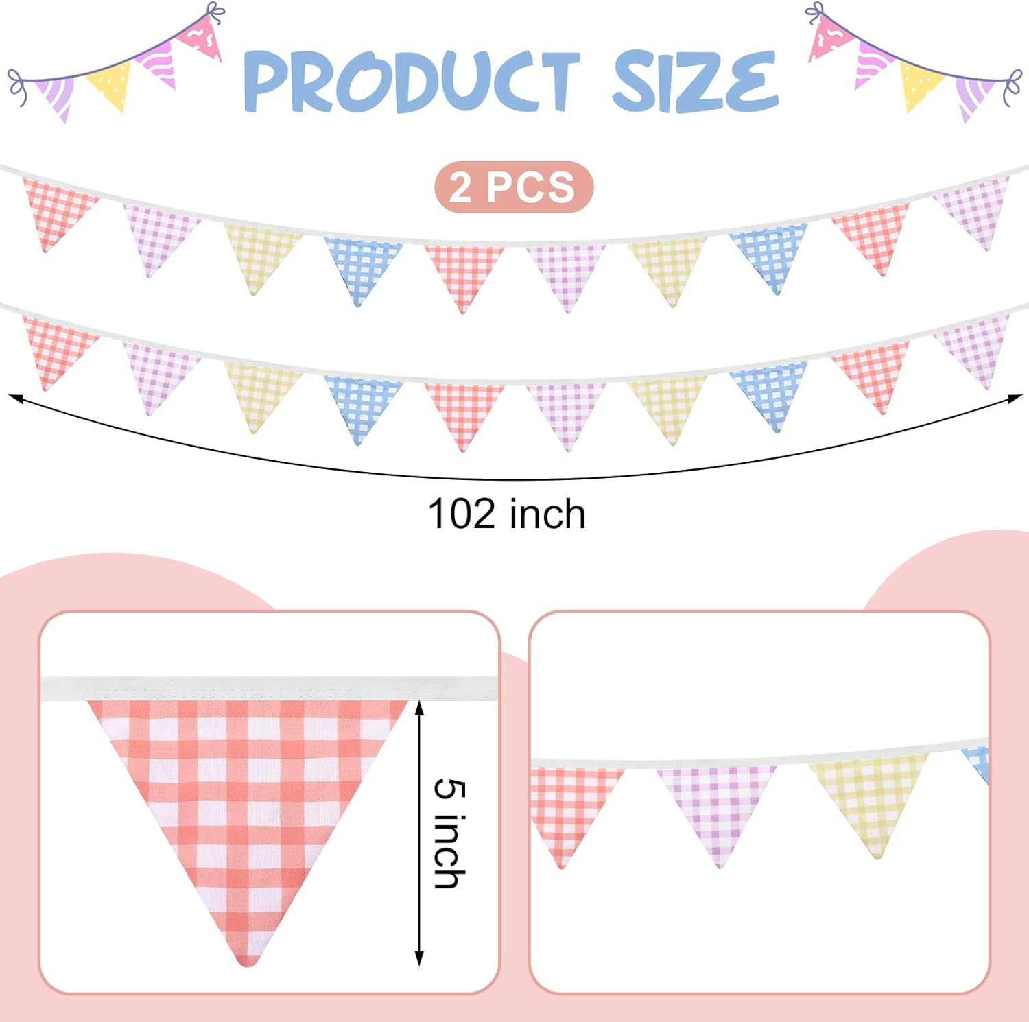 Breling 4 Color Gingham Triangular Flag Banner Set