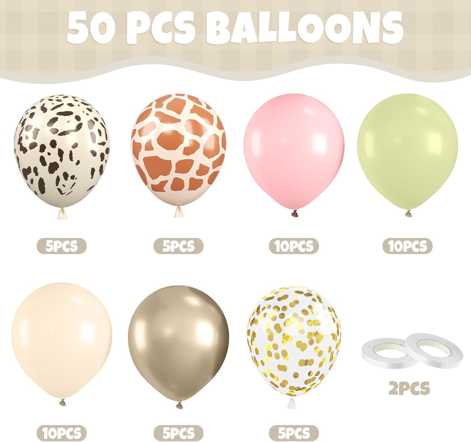 Saxuxu 50 Pcs 12 Inch Striped Leopard Balloons