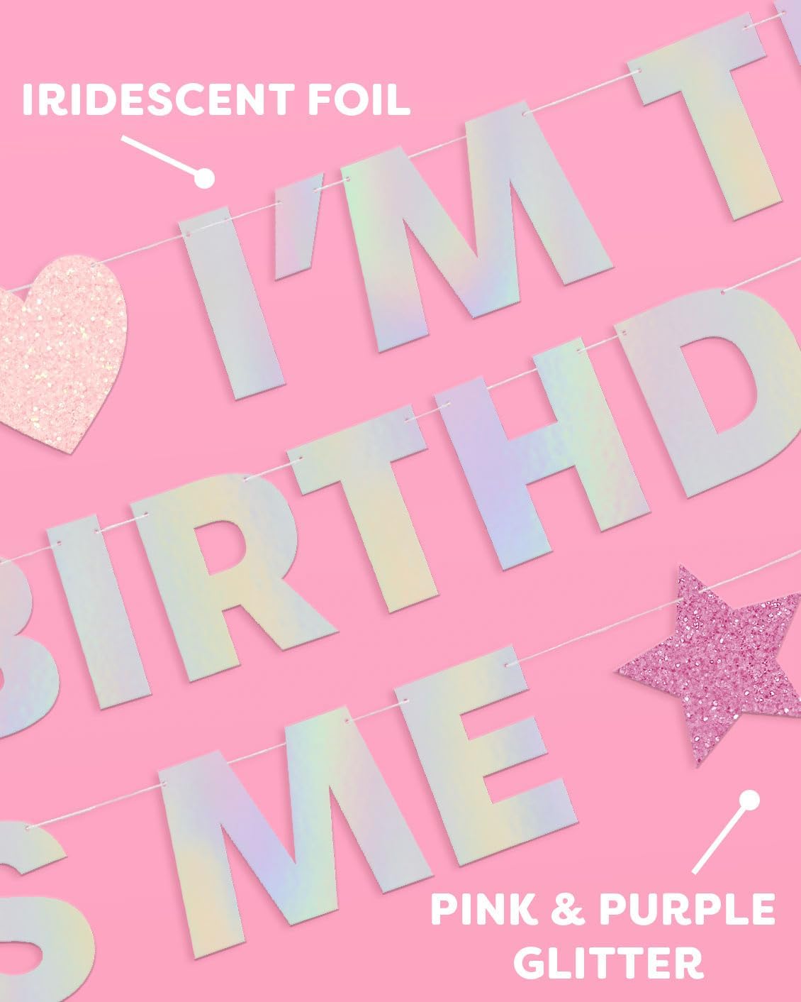 Xo Fetti Birthday Girl Banner 5 Ft Iridescent