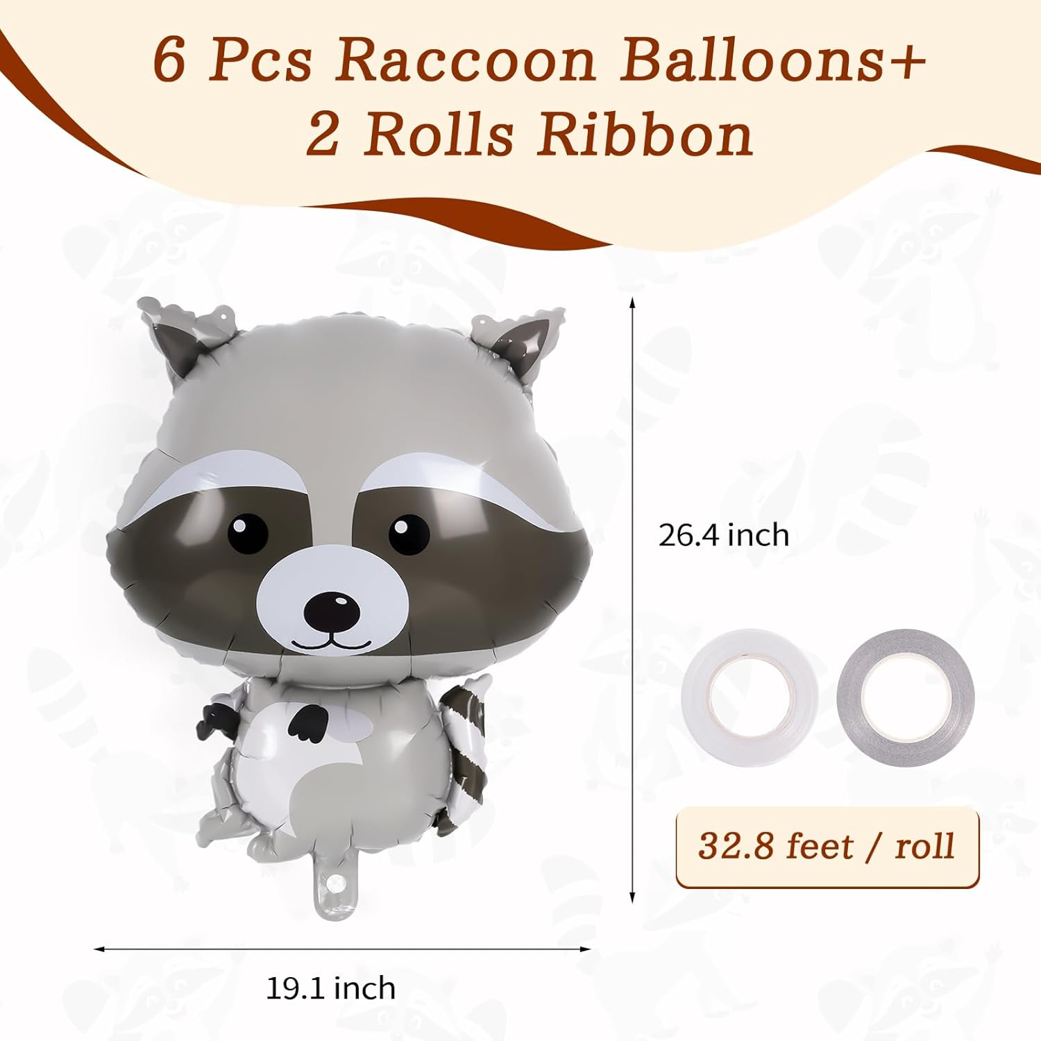 AIQINHU Raccoon Balloons 6 Pcs Foil Animal Decorations