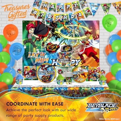 Treasures Gifted Beyblade Burst Tablecloth 54x108 Birthday Party Decor