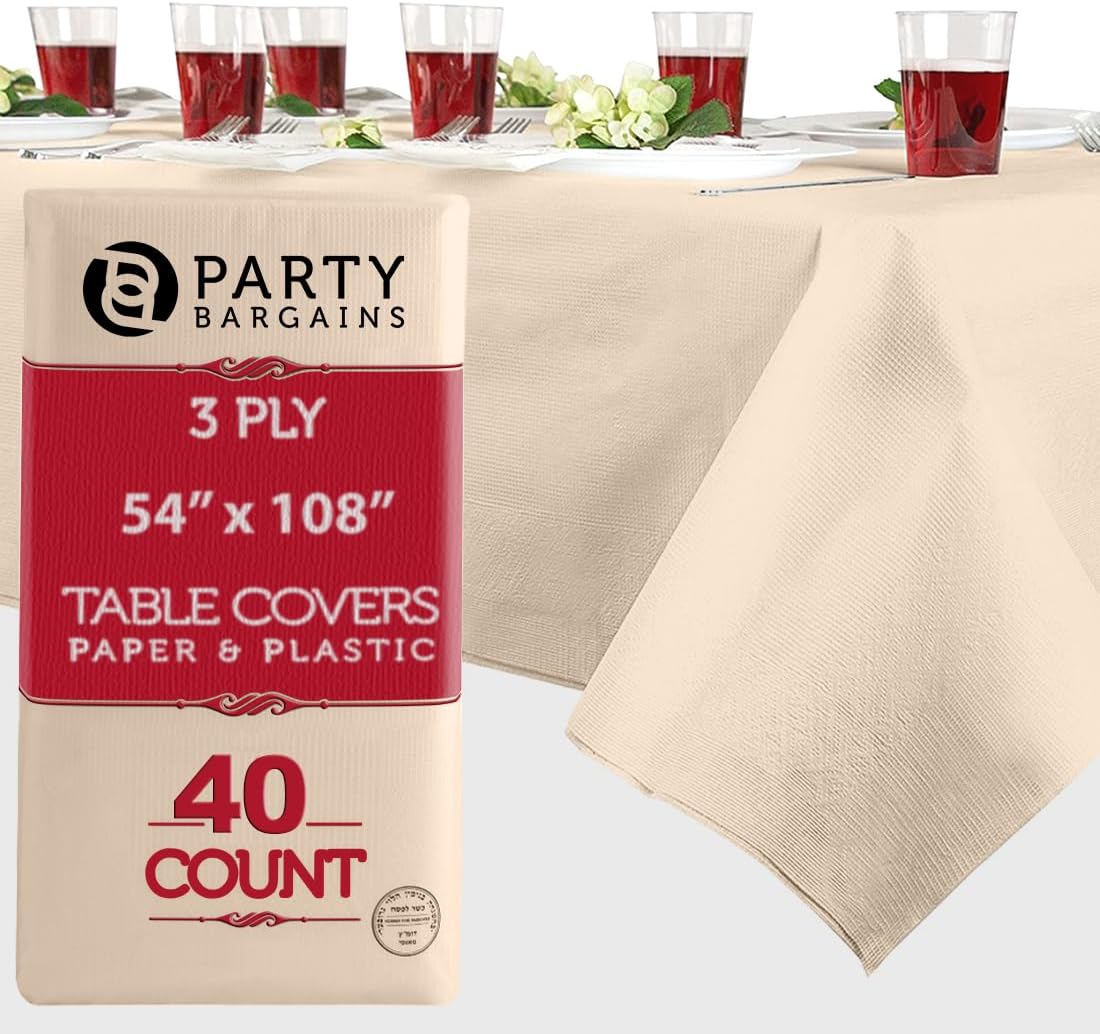 40 Disposable Table Covers 54 X 108 Ivory Party Tablecloth