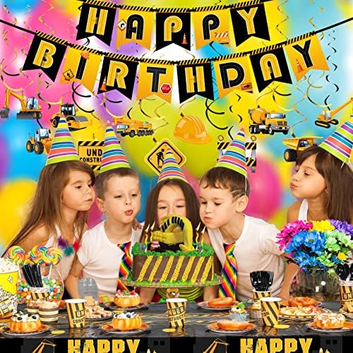 Ctosree 179 Piece Construction Birthday Party Set for Boys