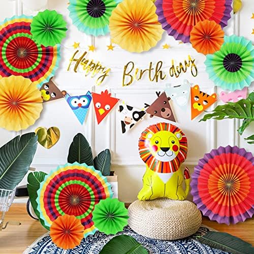 LRCXL 12PCS Colorful Party Paper Fans Set