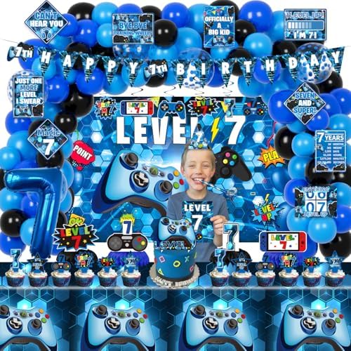 7th Birthday Decorations for Boys - 149Pcs Gamer Party Supplies