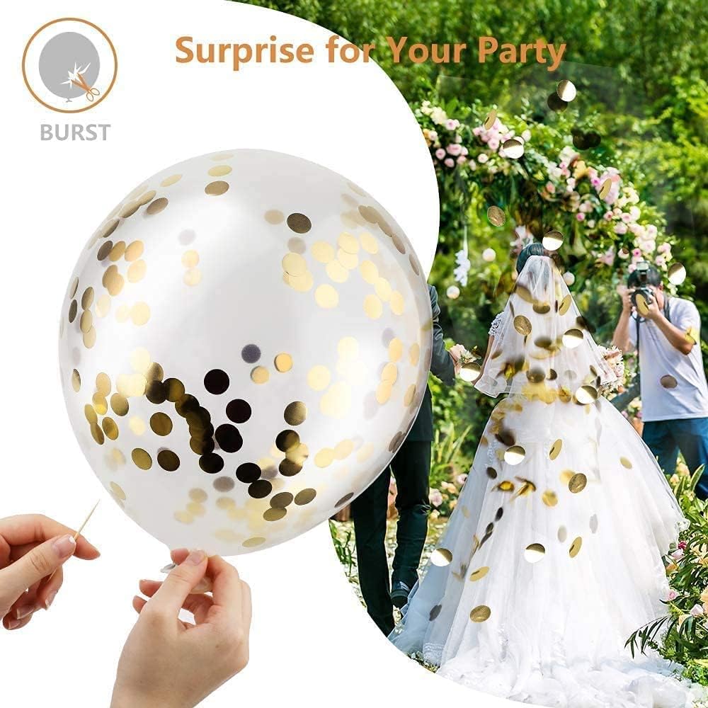 Bezente Black and Gold Confetti Balloons Set 60pcs 12 Inch