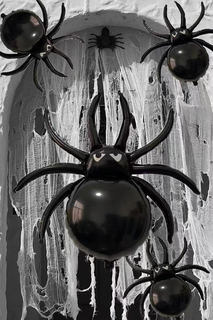 12PCS Halloween Spider Balloons - 33 Giant and 172 Small Foil Balloons
