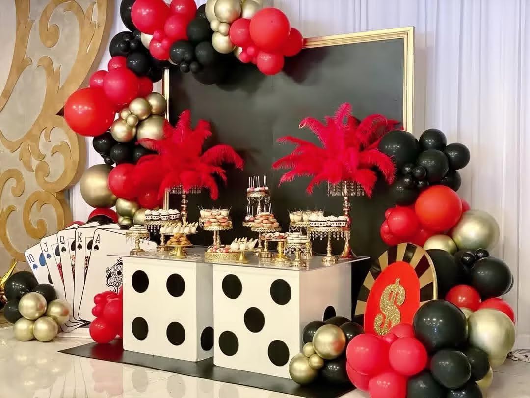 Red Black Gold Balloon Arch Kit 114PCS 4 Sizes for Party Decorations