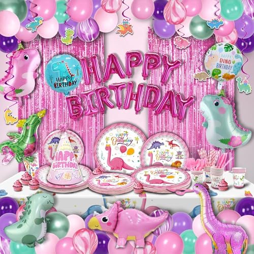 Party Spot 150 pcs Dinosaur Birthday Party Supplies for Girls