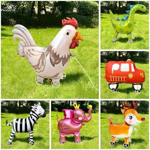 Walking on Wheels Chicken Balloons Kids Toy Rooster Mylar Decorations