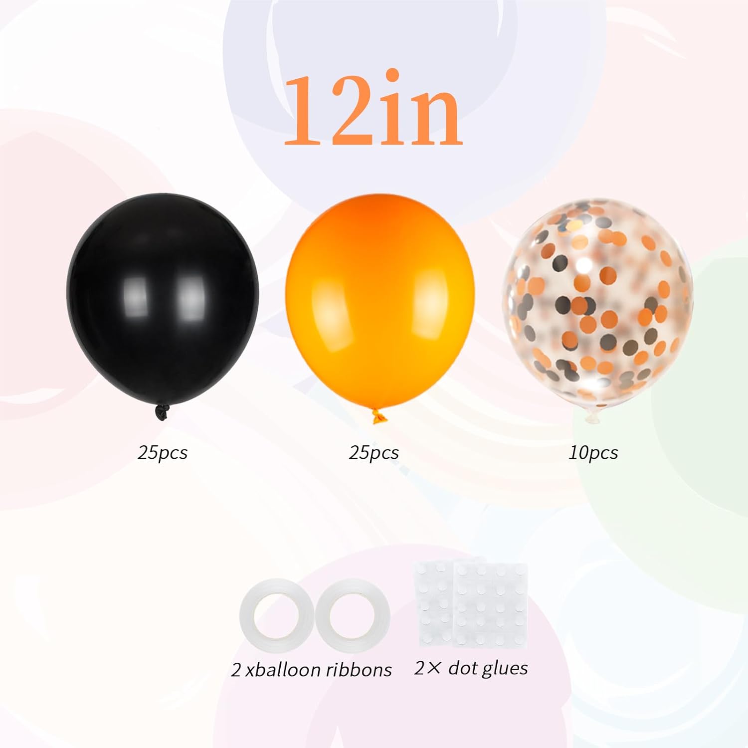 60pcs Black Orange Balloons Halloween Party Decorations
